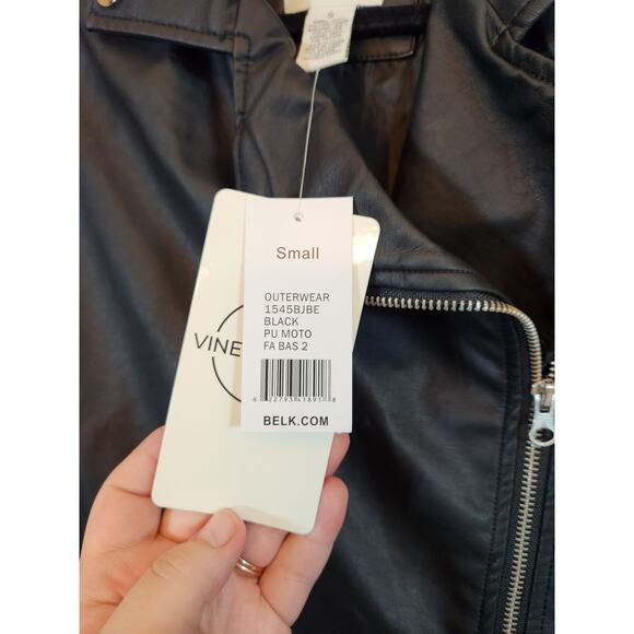 Vine & Valley Womens Black Solid Long Sleeve Leather Motorcycle Jacket Small NWT - Picture 4 of 6